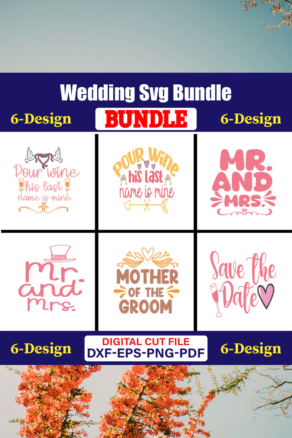 Wedding T-shirt Design Bundle Vol-40 pinterest preview image.