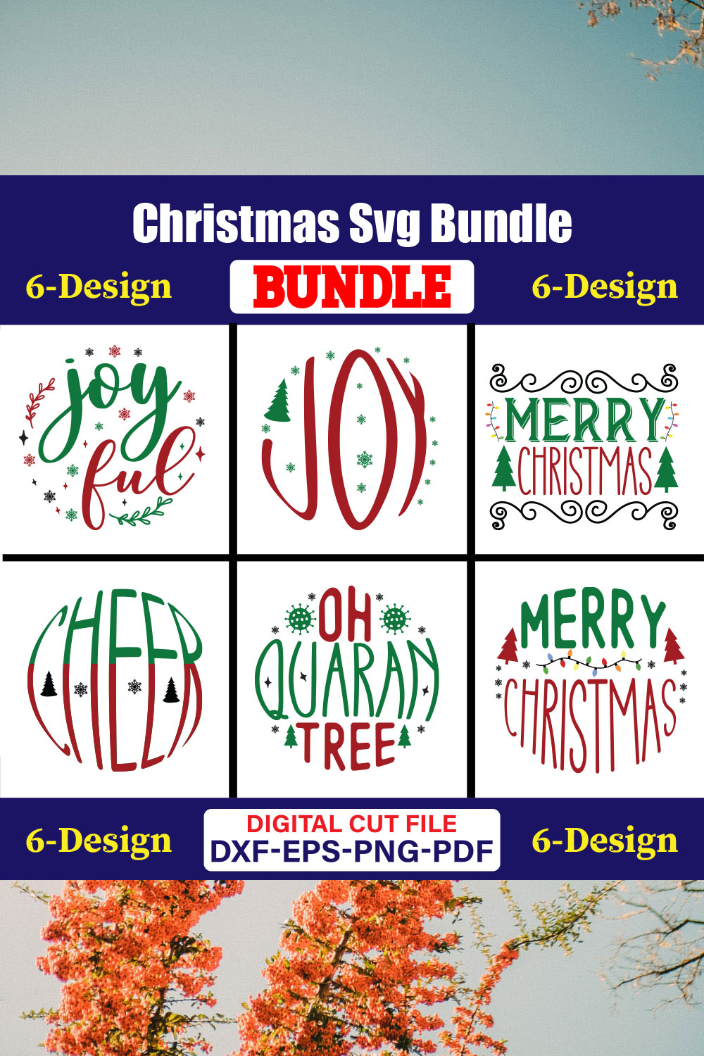 Christmas T-shirt Design Bundle Vol-60 pinterest preview image.