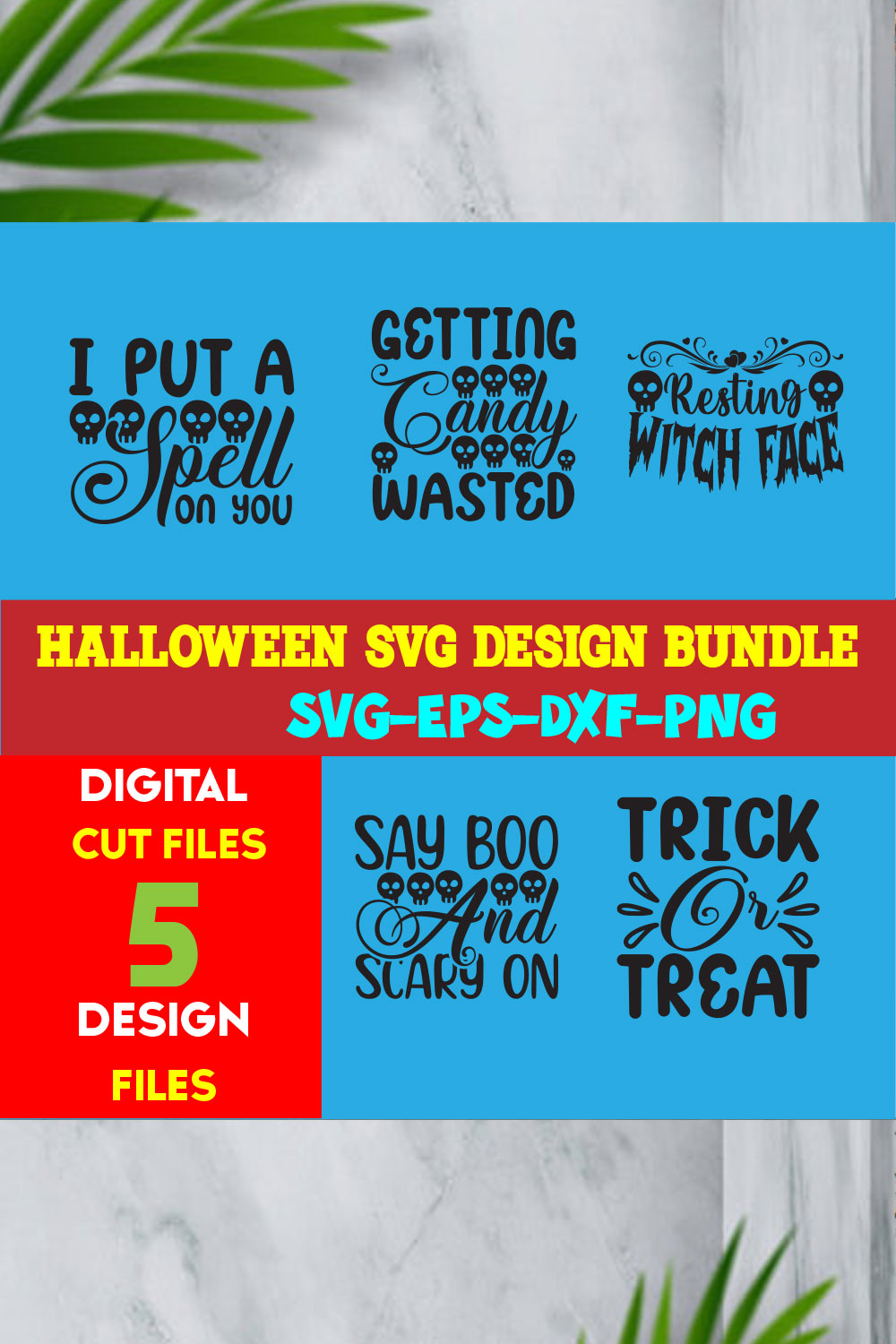 Halloween T-shirt Design Bundle Volume-07 pinterest preview image.