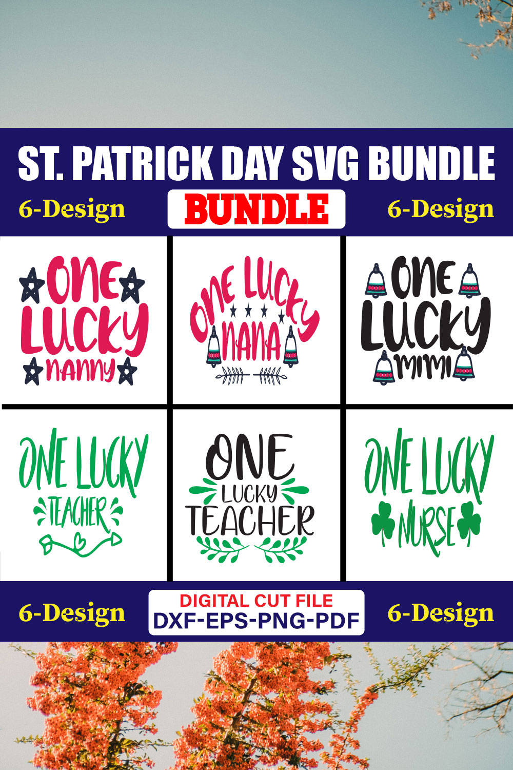 St Patrick Day SVG T-shirt Design Bundle Vol-28 pinterest preview image.
