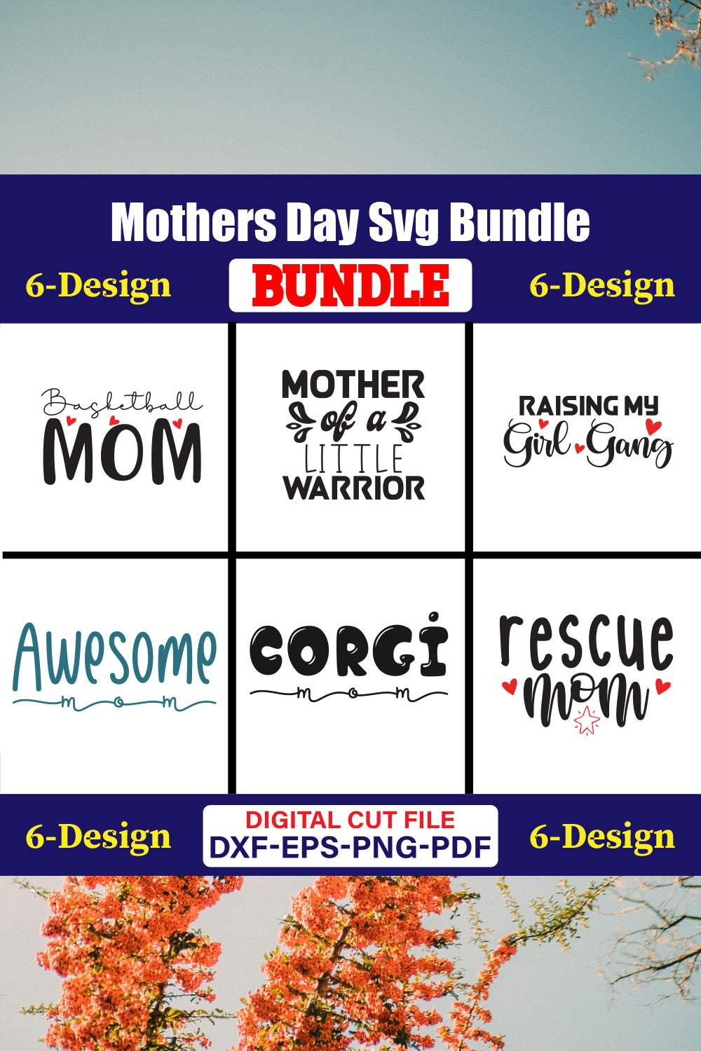 Mothers Day SVG Bundle, Mom life svg, Mama svg, Funny Mom Svg, Blessed mama svg, Mom of boys girls svg-Vol-154 pinterest preview image.