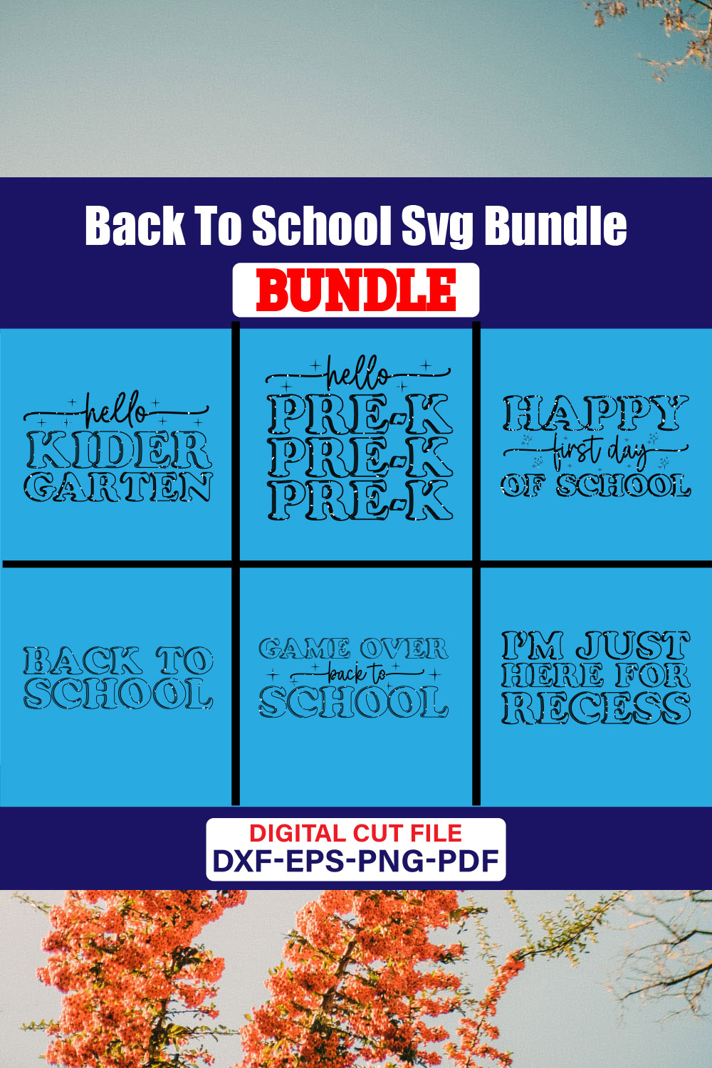 Back To School T-shirt Design Bundle Vol-45 pinterest preview image.