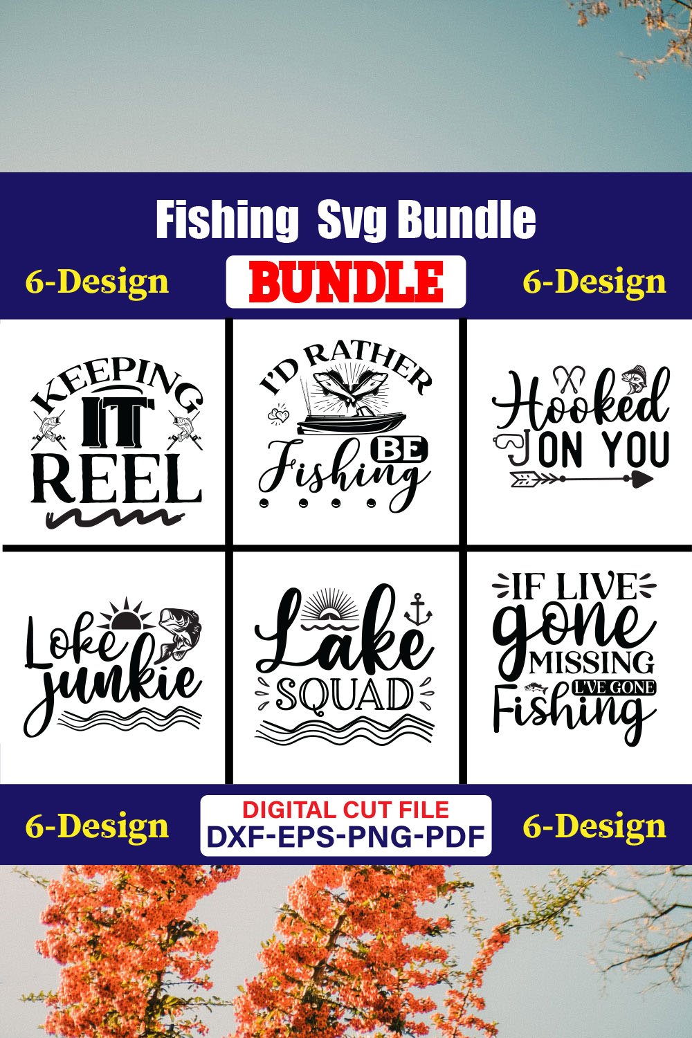 Fishing T-shirt Design Bundle Vol-19 pinterest preview image.