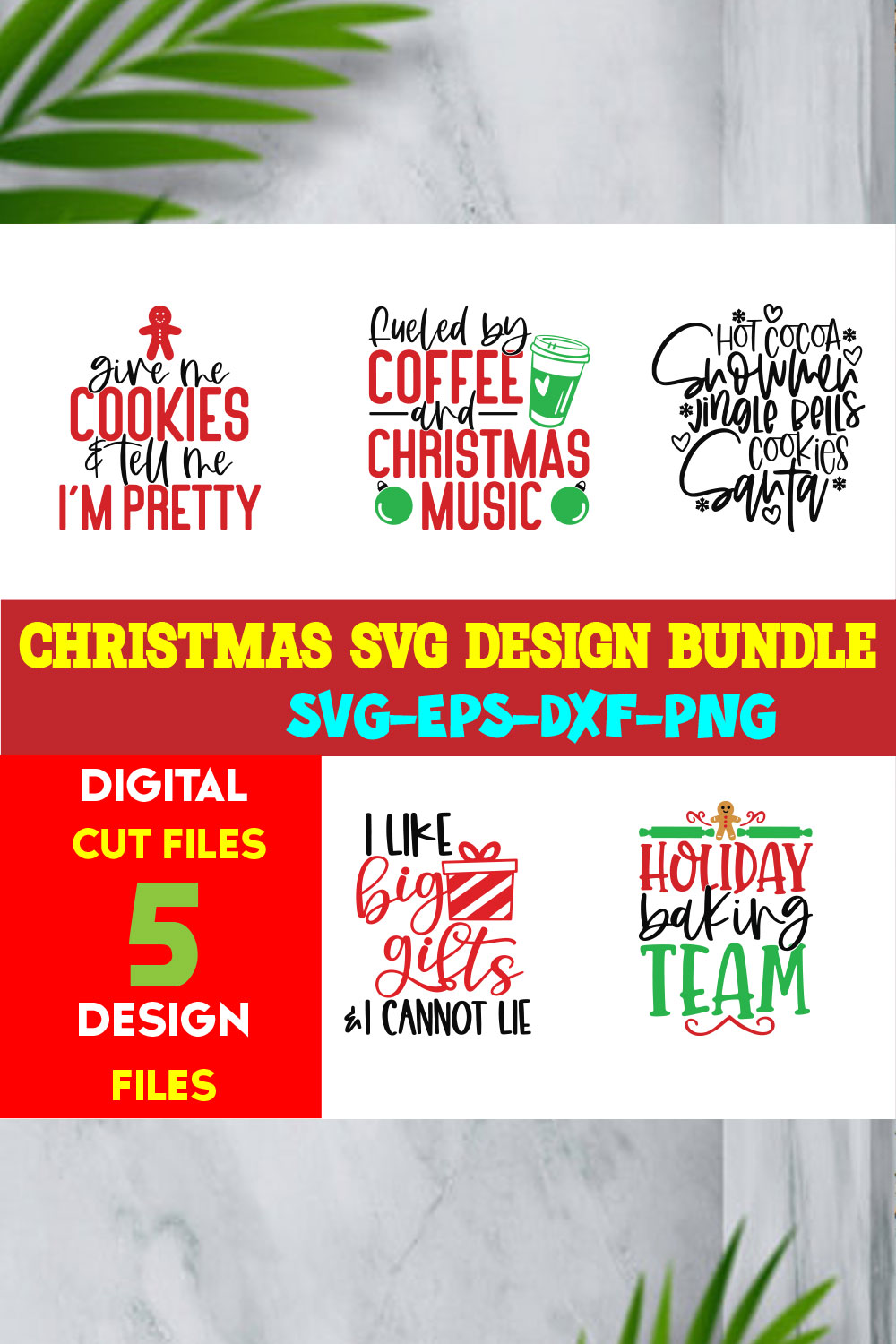 Christmas T-shirt Design SVG Bundle Free Volume-48 pinterest preview image.