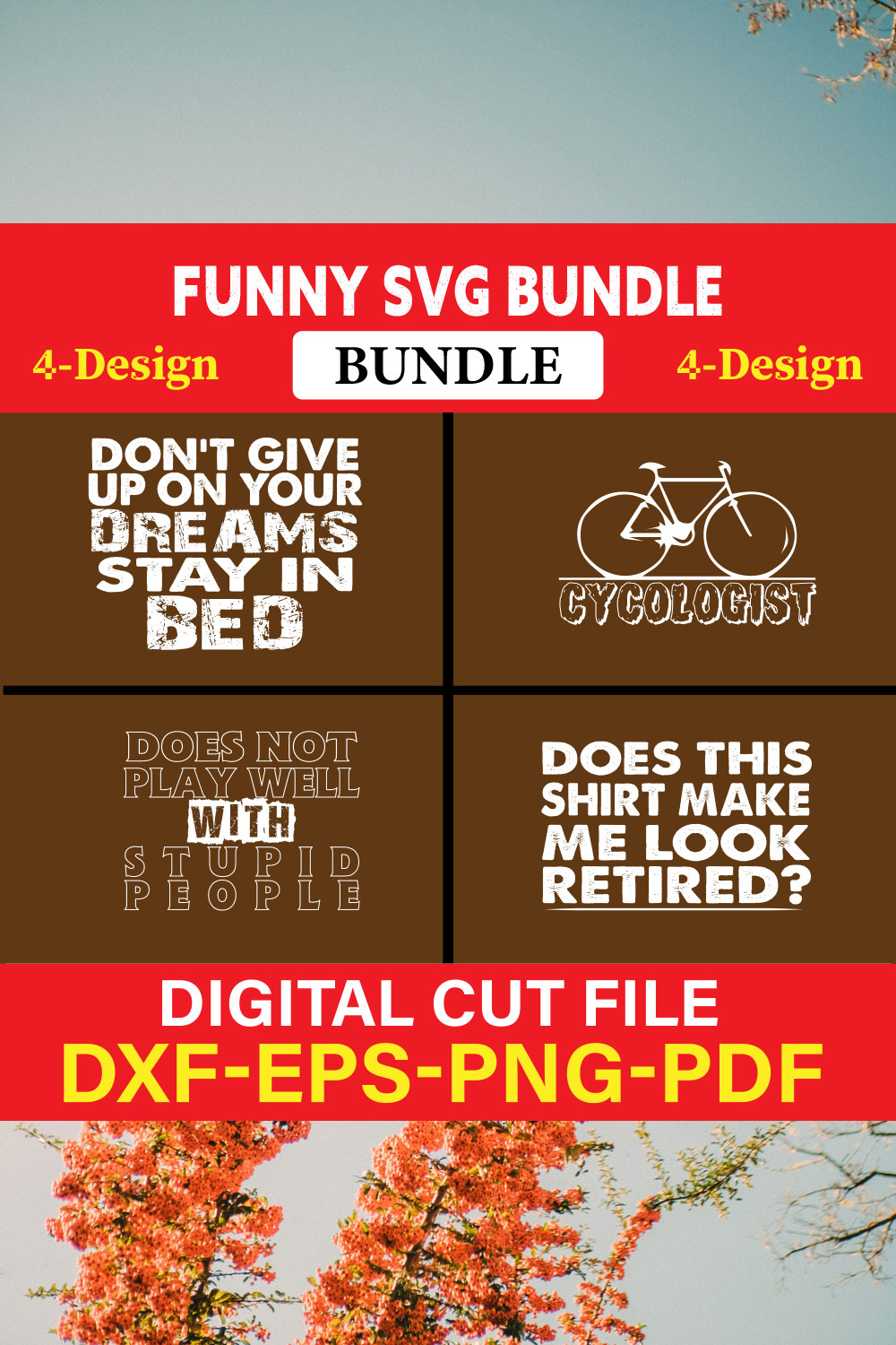 Funny SVG T-shirt Design Bundle Vol-36 pinterest preview image.