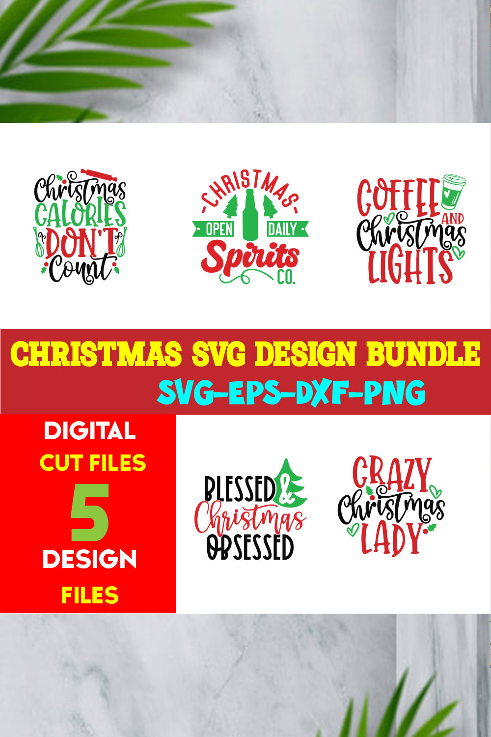 Christmas T-shirt Design SVG Bundle Free Volume-46 pinterest preview image.