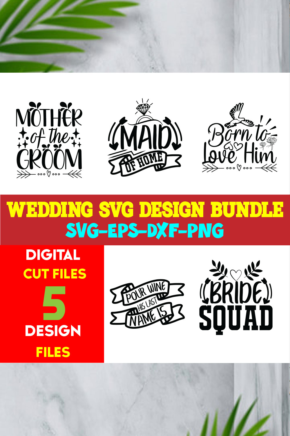 Wedding T-shirt Design Bundle Volume-03 pinterest preview image.