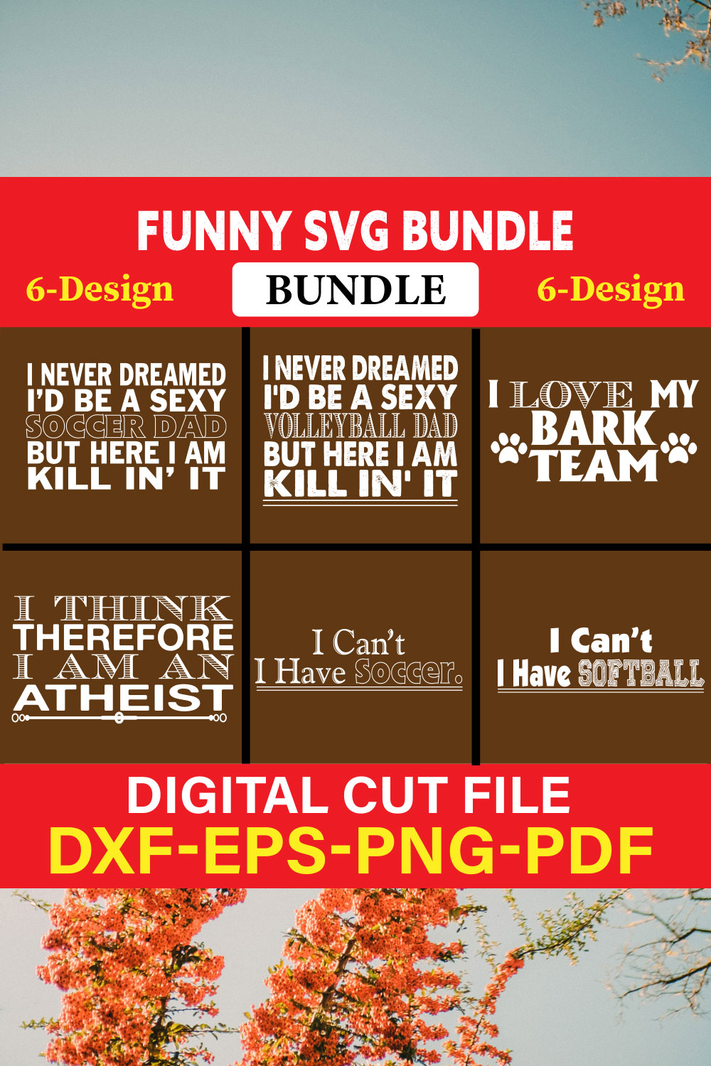 Funny SVG T-shirt Design Bundle Vol-03 pinterest preview image.