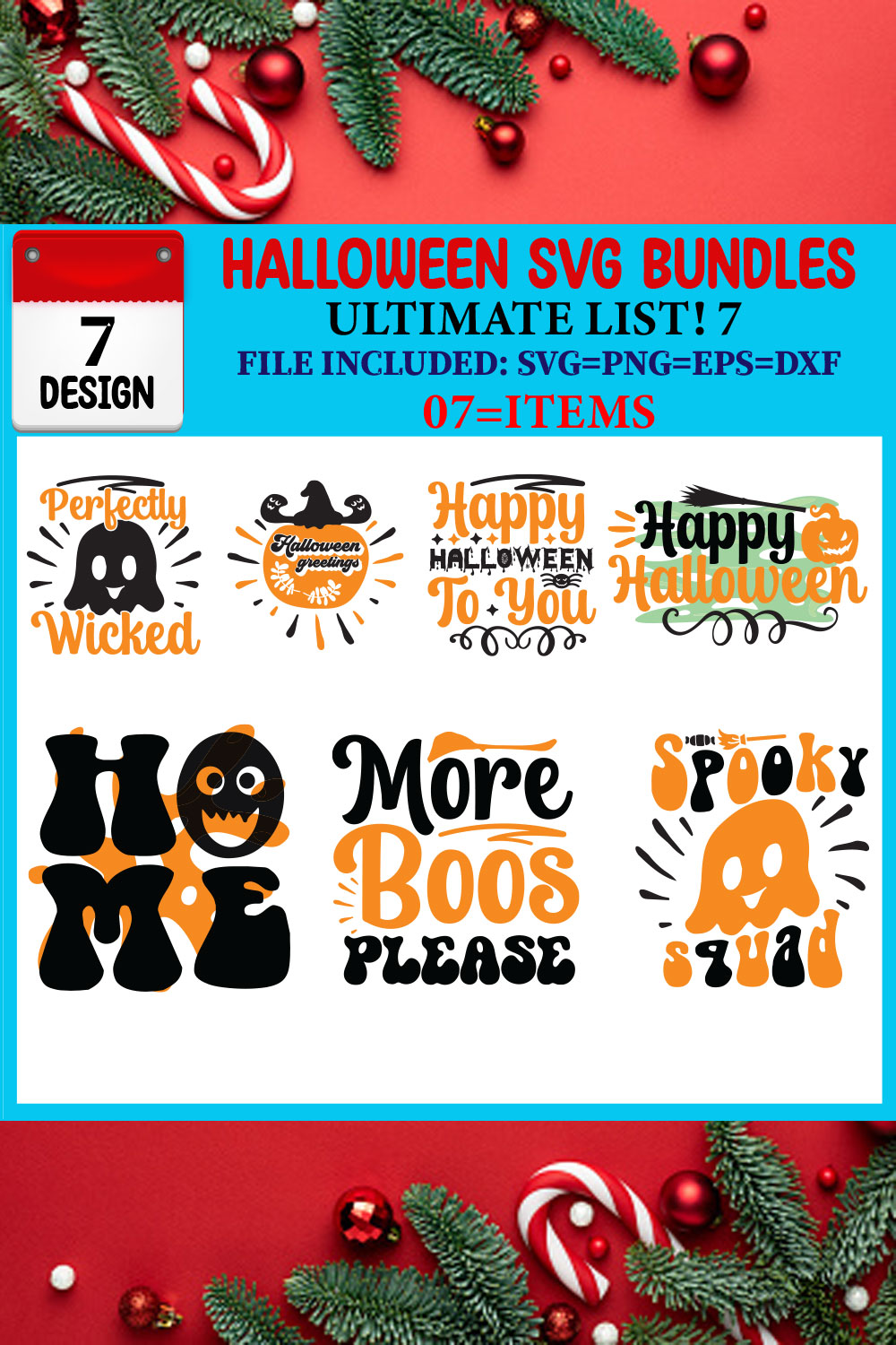 Halloween SVG 07 T-shirt Design Bundle pinterest preview image.