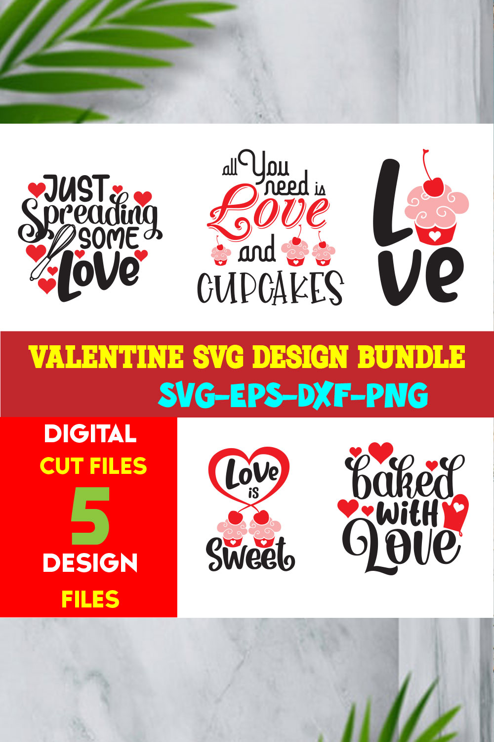 Valentine T-shirt Design Bundle Volume-01 pinterest preview image.