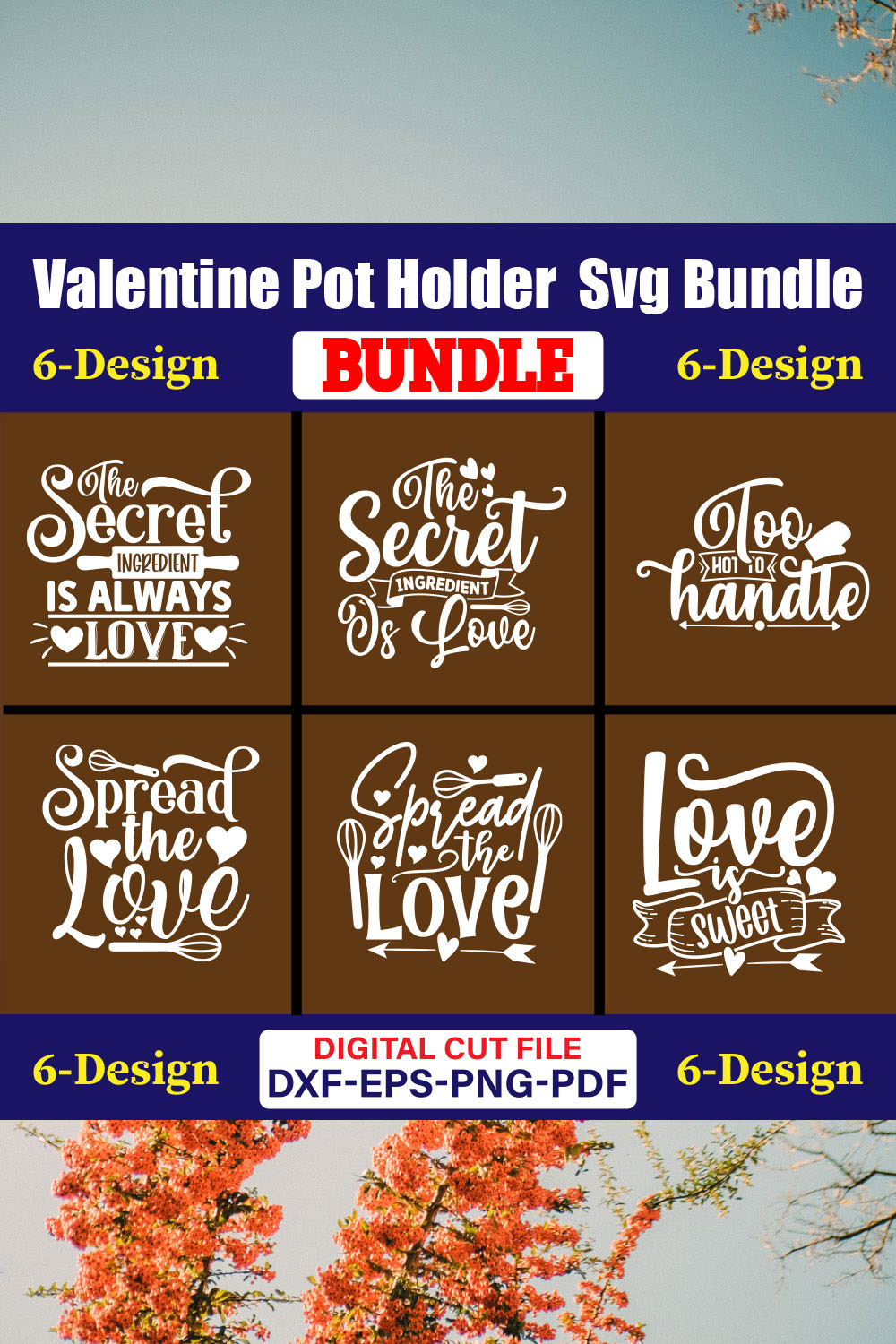 Valentine Pot Holder T-shirt Design Bundle Vol-02 pinterest preview image.