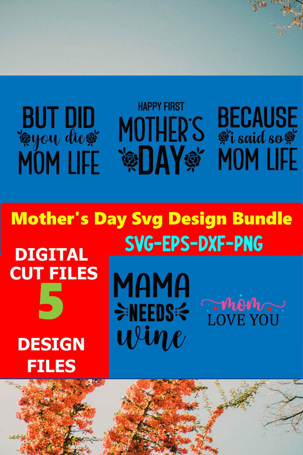 Mom SVG T-shirt Design Bundle Volume-16 pinterest preview image.