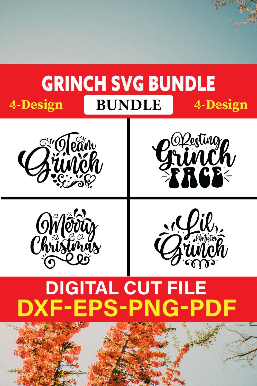 Grinch T-shirt Design Bundle Vol-3 pinterest preview image.