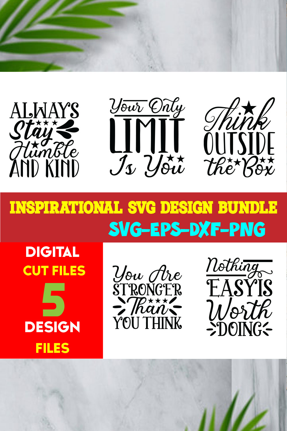 Inspirational T-shirt Design Bundle Volume-02 pinterest preview image.