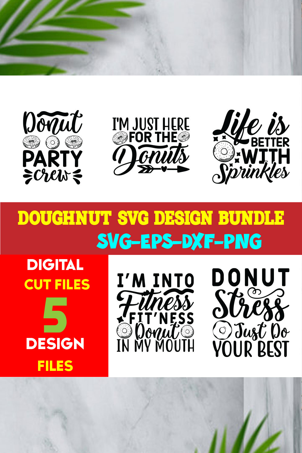 Doughnut T-shirt Design Bundle Volume-01 pinterest preview image.