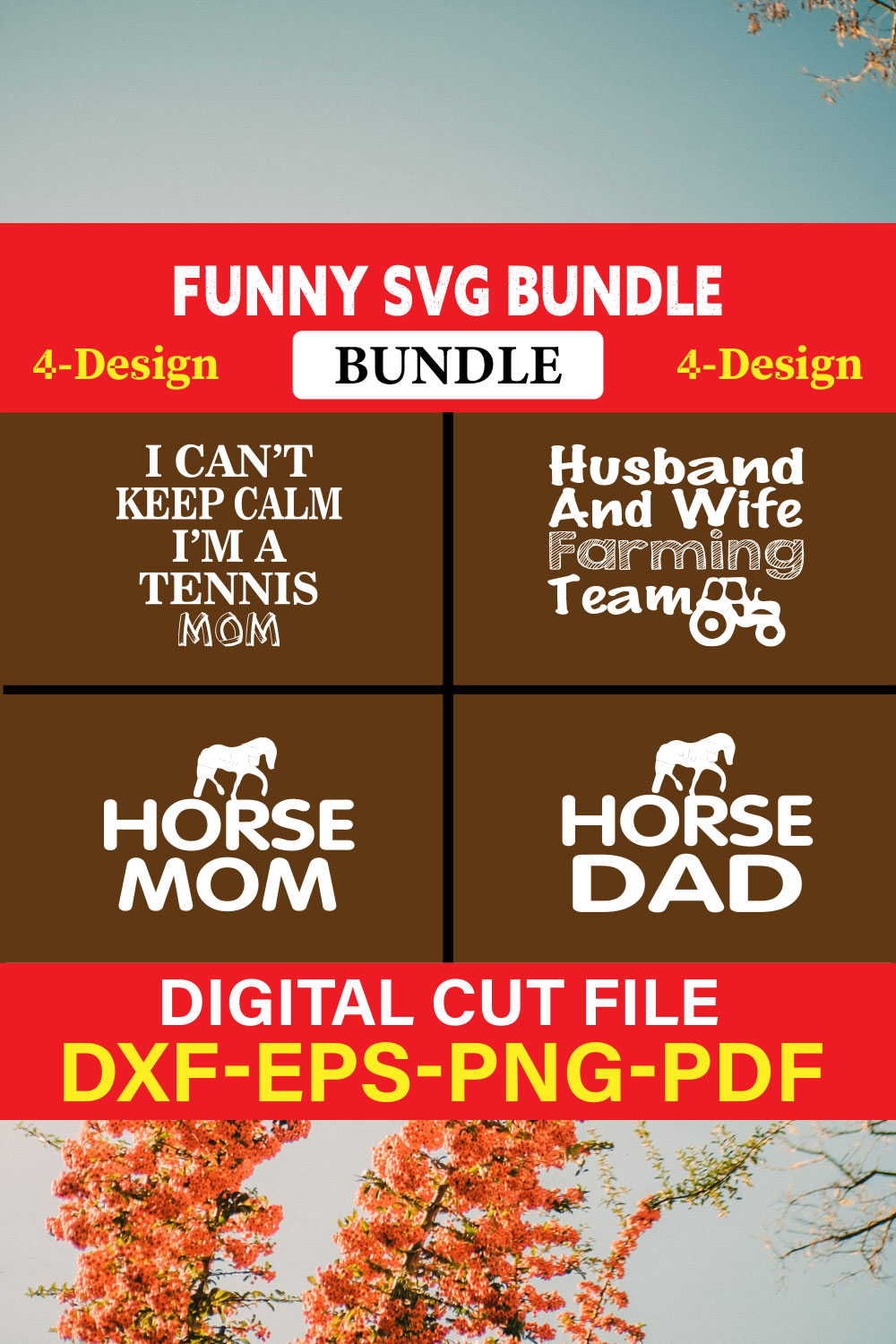 Funny SVG T-shirt Design Bundle Vol-24 pinterest preview image.