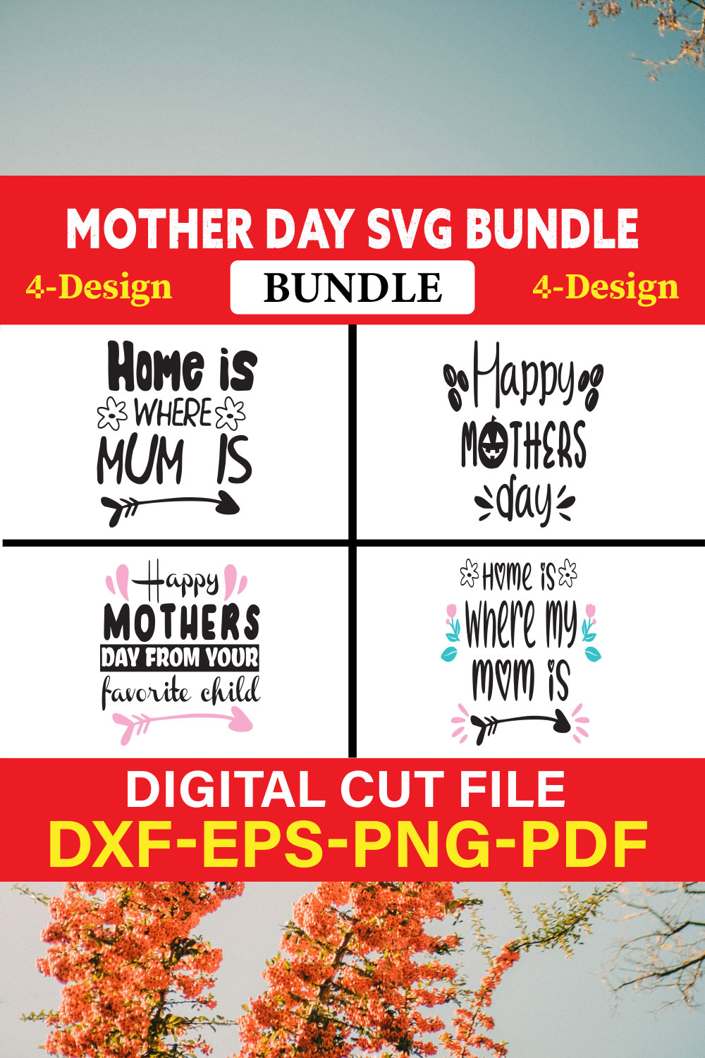 Mothers Day T-shirt Design Bundle Vol-38 pinterest preview image.