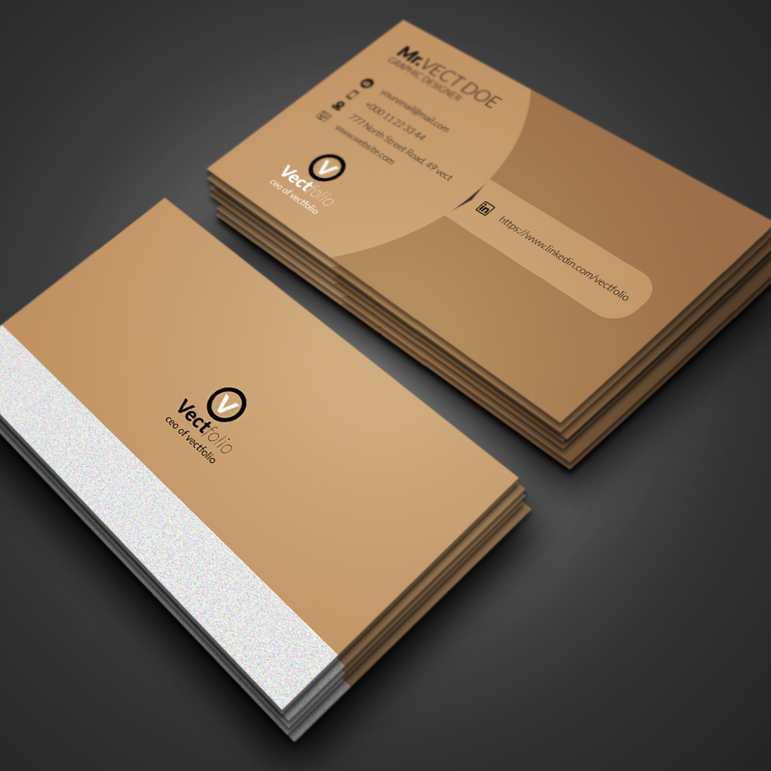 Gold Minimal Business Card Templet preview image.