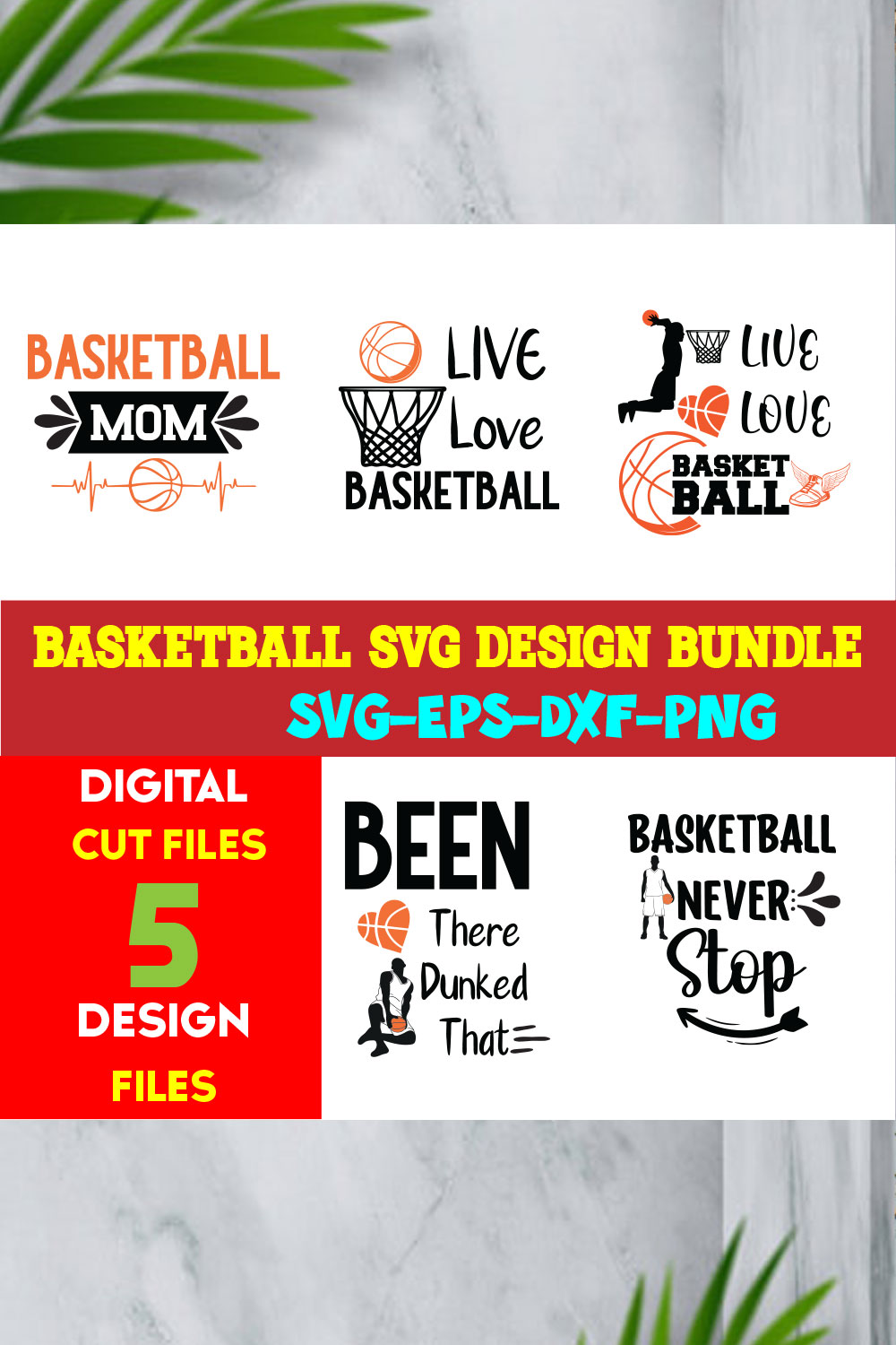 Basketball T-shirt Design Bundle Volume- 01 pinterest preview image.