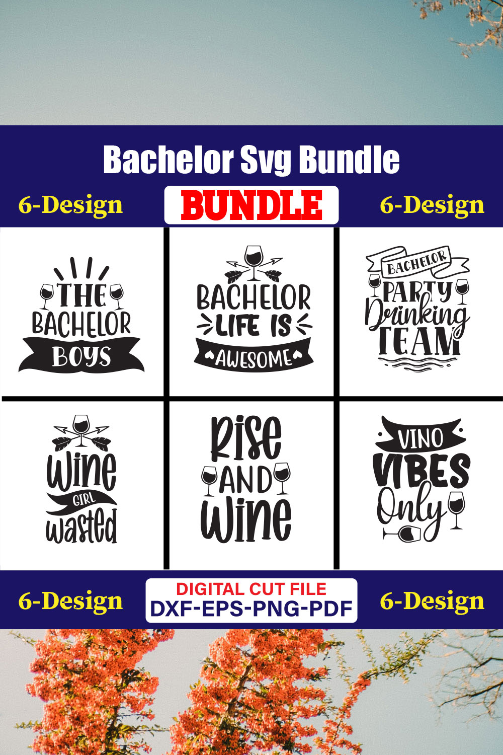 Bachelor T-shirt Design Bundle Vol-01 pinterest preview image.