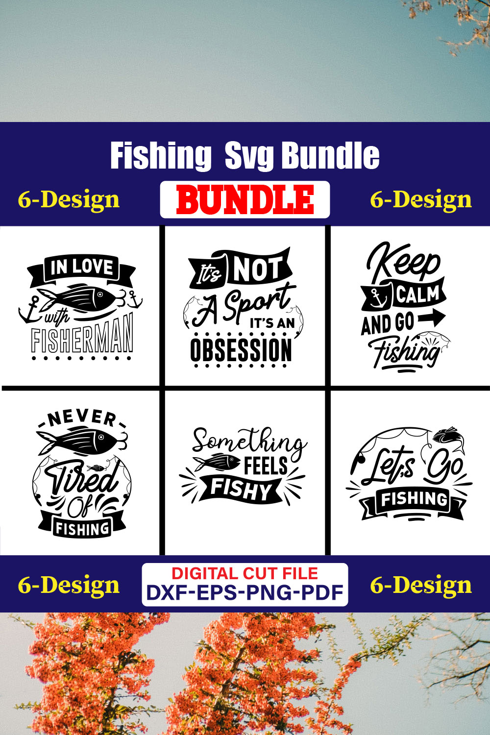 Fishing T-shirt Design Bundle Vol-17 pinterest preview image.