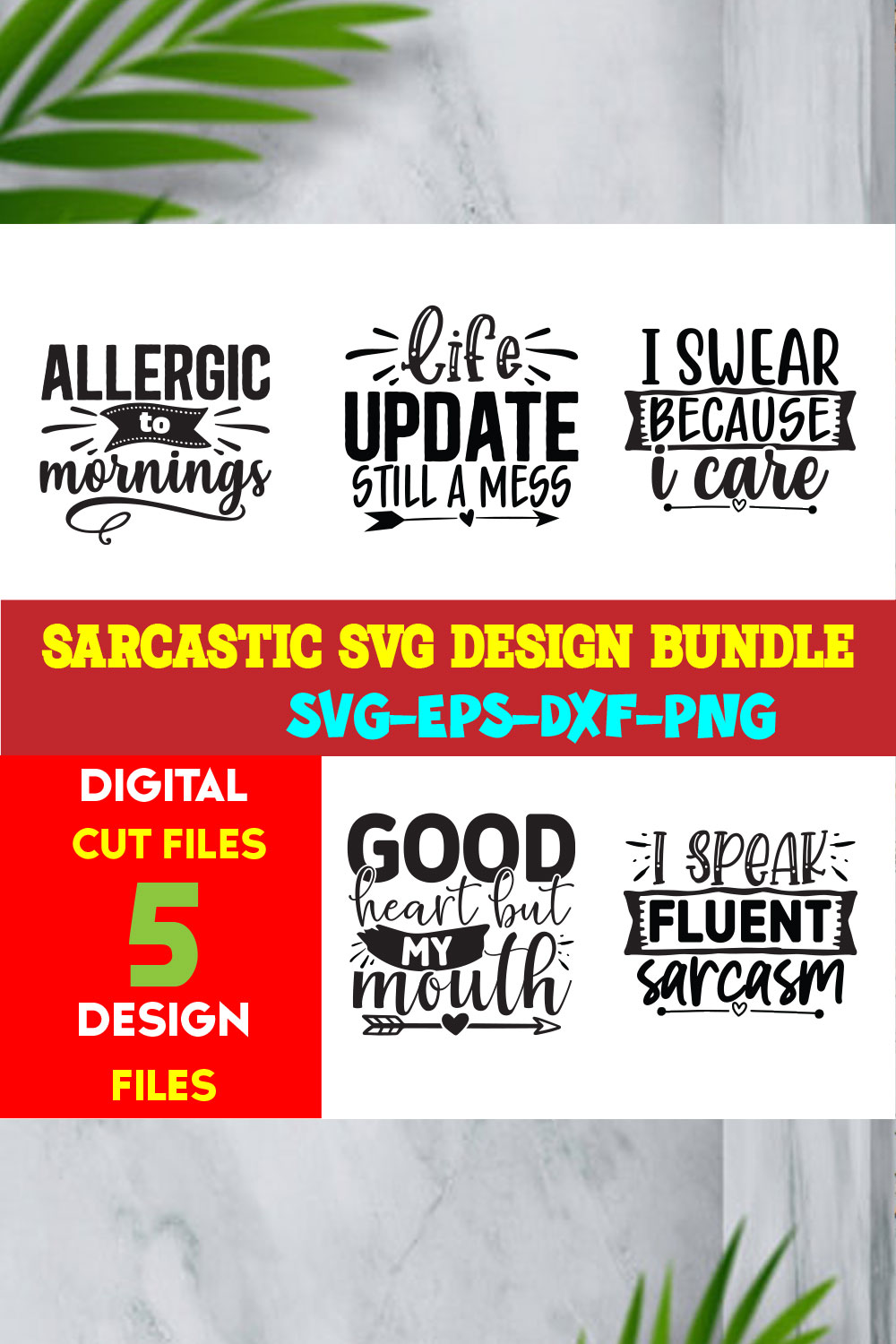 Sarcastic T-shirt Design Bundle Volume-01 pinterest preview image.