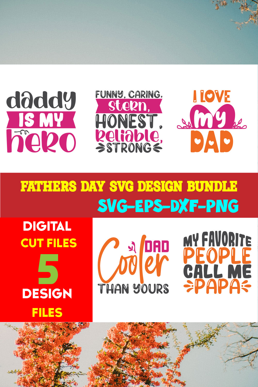 Fathers Day T-shirt Design Bundle Volume-07 pinterest preview image.