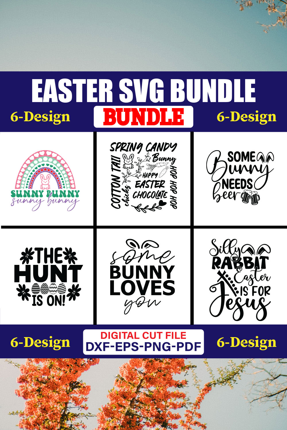 Easter SVG T-shirt Design Bundle Vol-34 pinterest preview image.