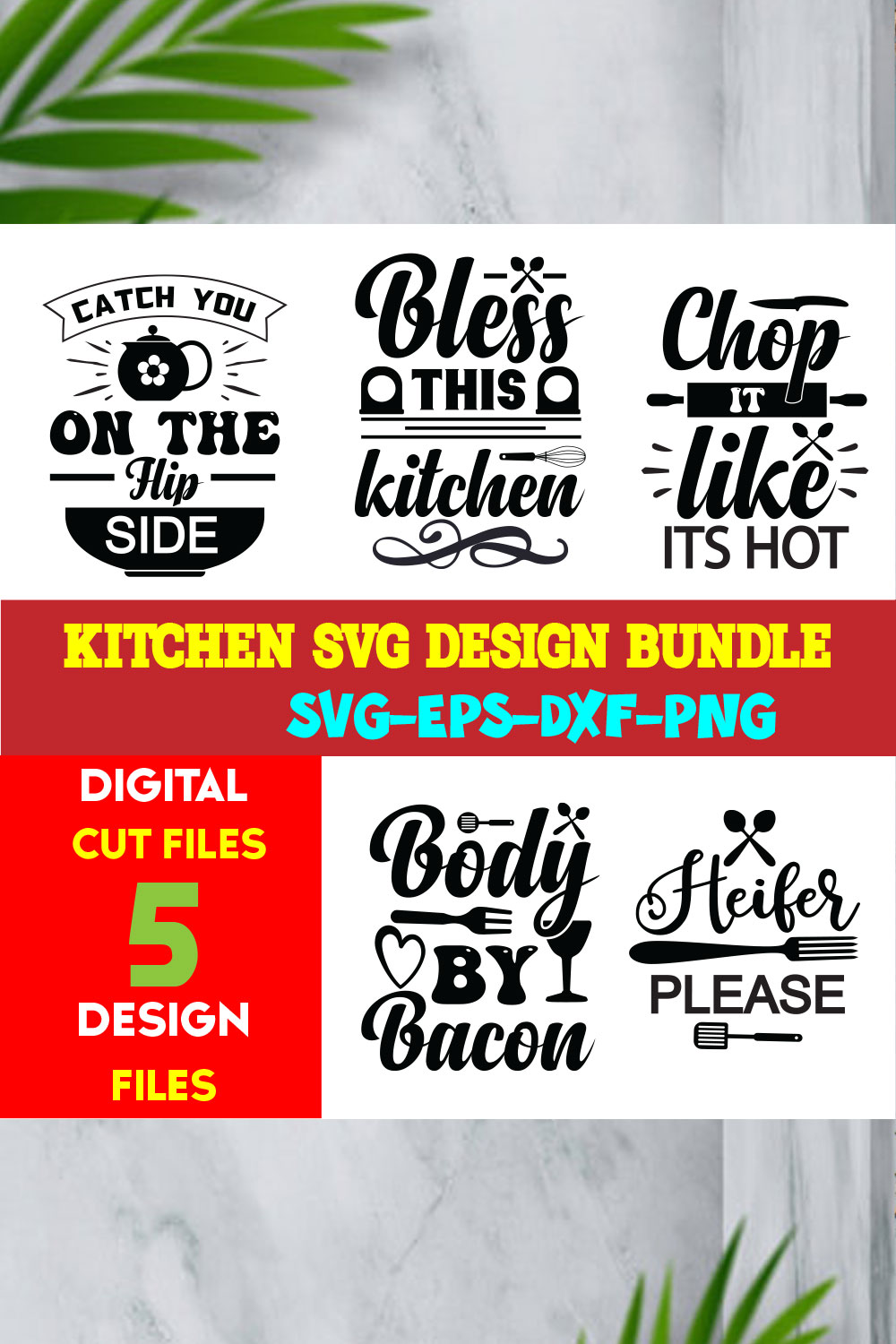 Kitchen T-shirt Design Bundle Vol-01 pinterest preview image.