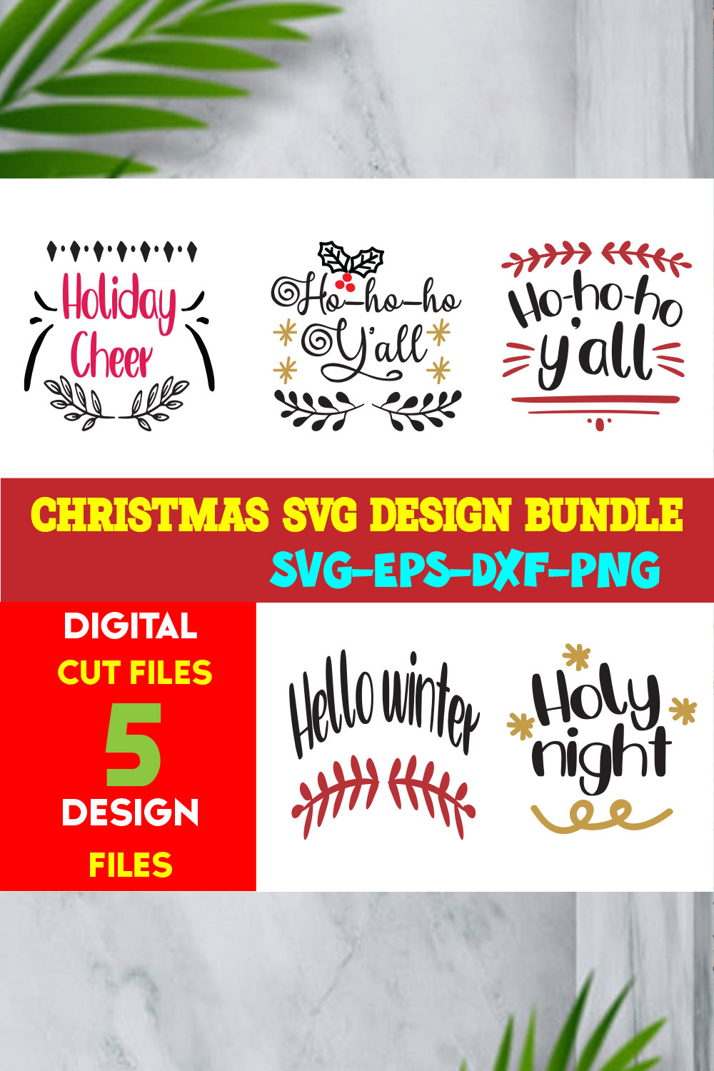 Christmas T-shirt Design Bundle Volume-44 pinterest preview image.