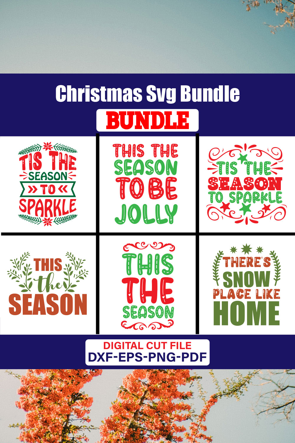 Christmas T-shirt Design Bundle Vol-79 pinterest preview image.