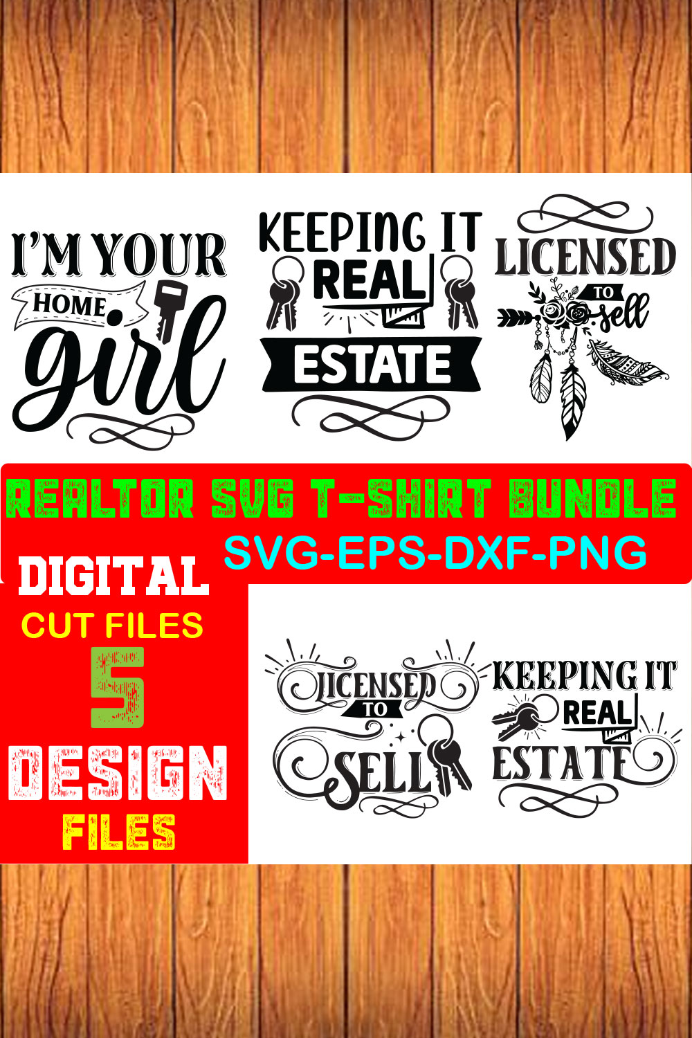 Realtor Svg T-shirt Bundle Volume-02 pinterest preview image.