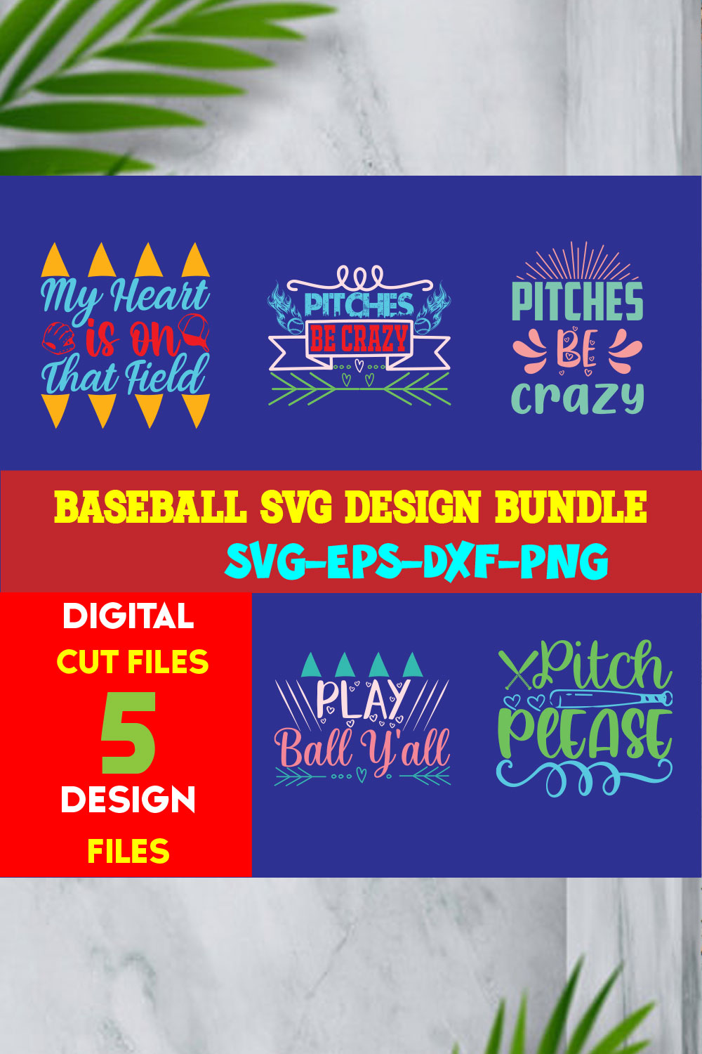 Baseball T-shirt Design Bundle Volume-05 pinterest preview image.