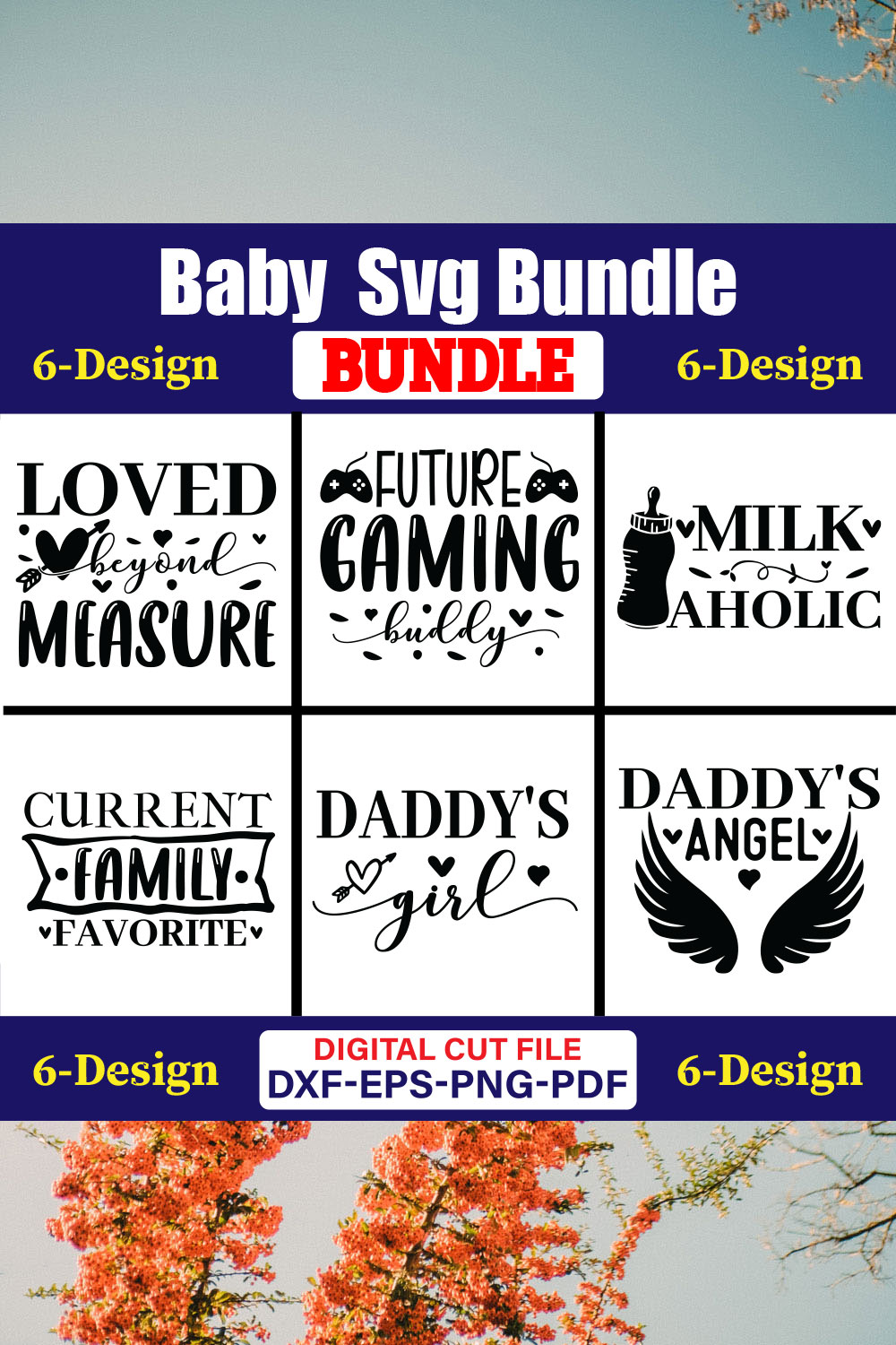 Baby T-shirt Design Bundle Vol-23 pinterest preview image.