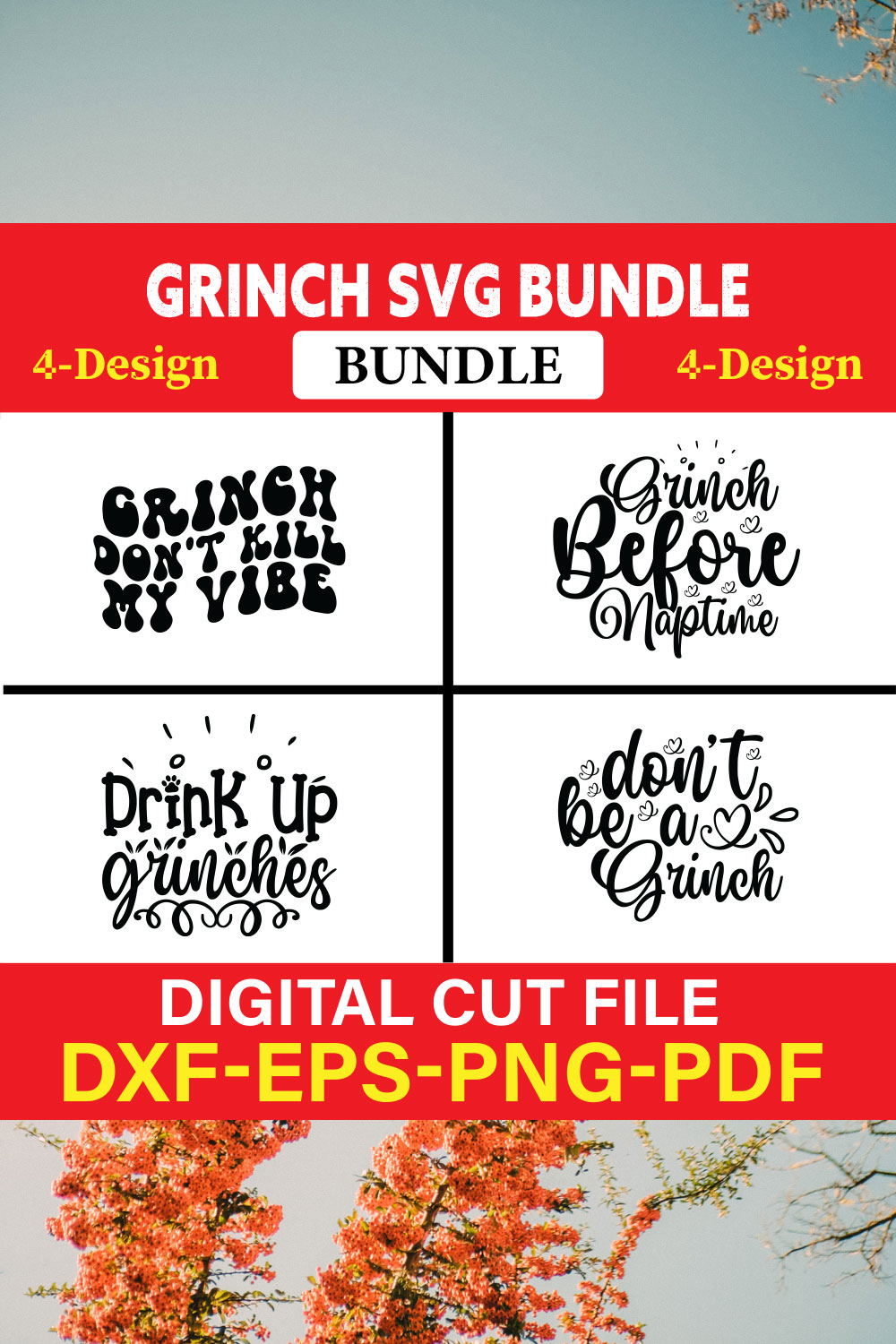 Grinch T-shirt Design Bundle Vol-1 pinterest preview image.