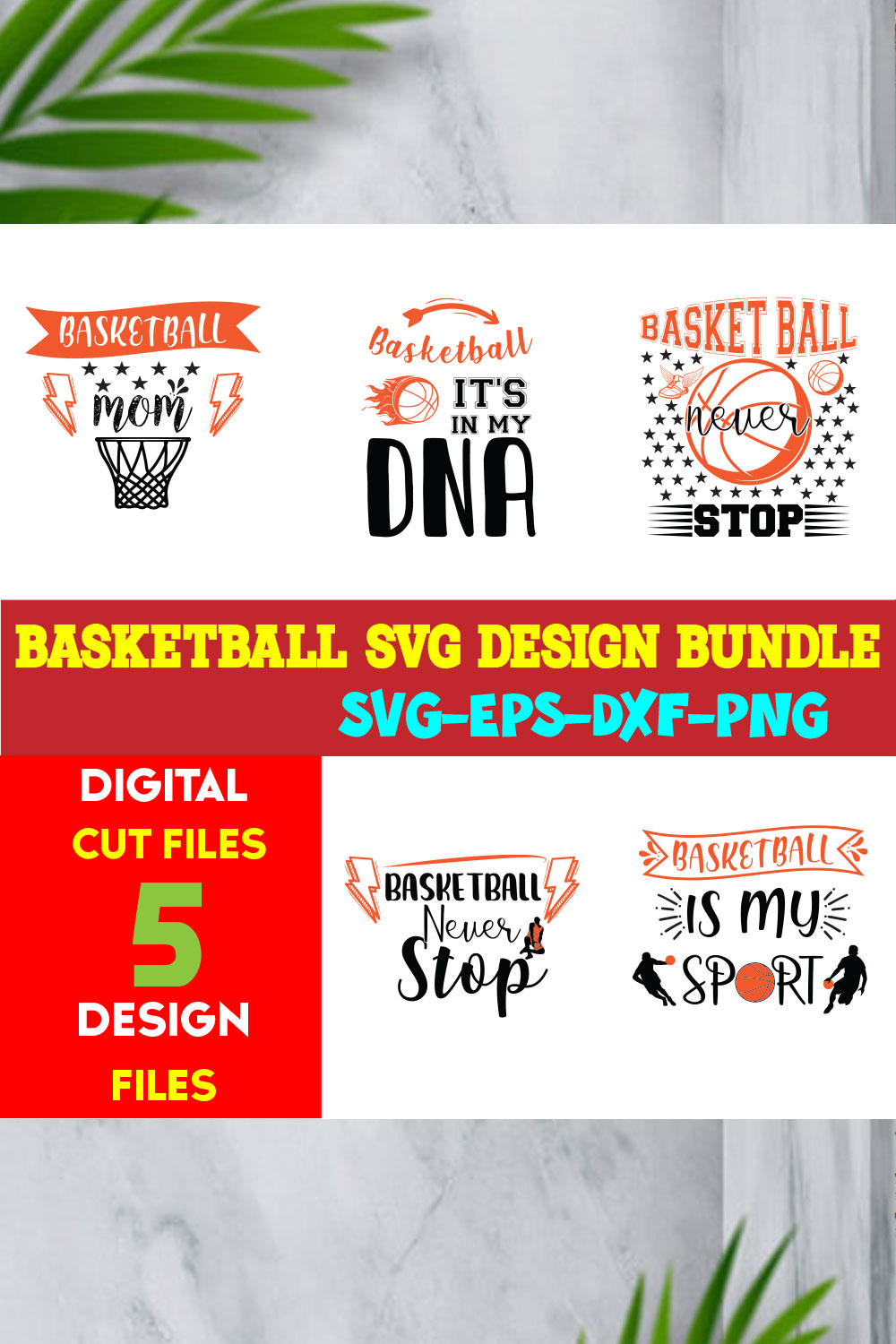 Basketball T-shirt Design Bundle Volume-04 pinterest preview image.