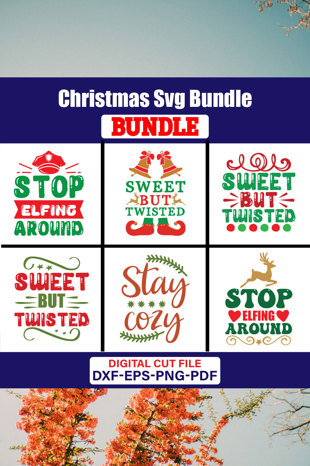 Christmas T-shirt Design Bundle Vol-77 pinterest preview image.