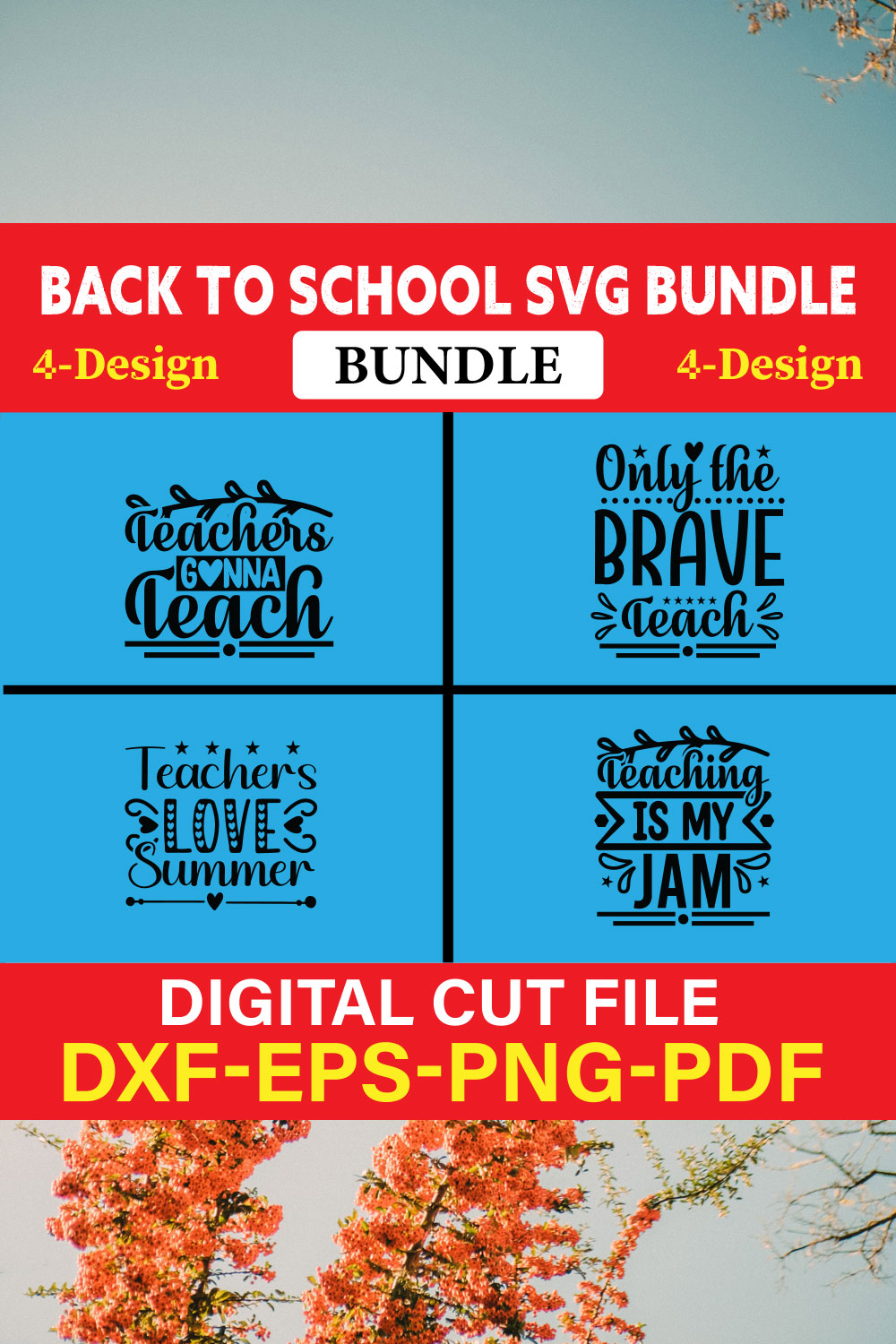 Back To School T-shirt Design Bundle Vol-4 pinterest preview image.