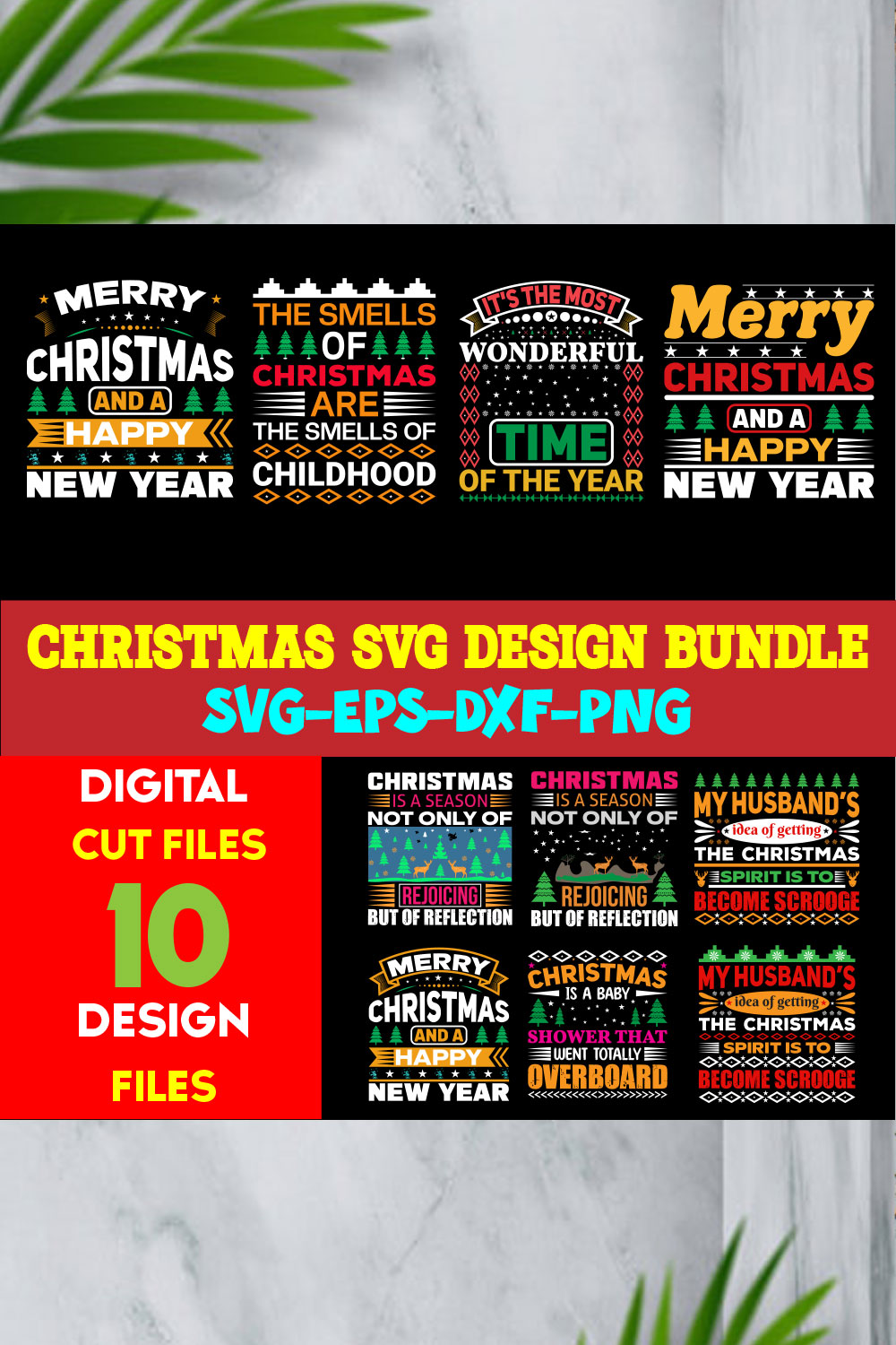 Christmas T-shirt Design SVG Bundle Free Volume-68 pinterest preview image.