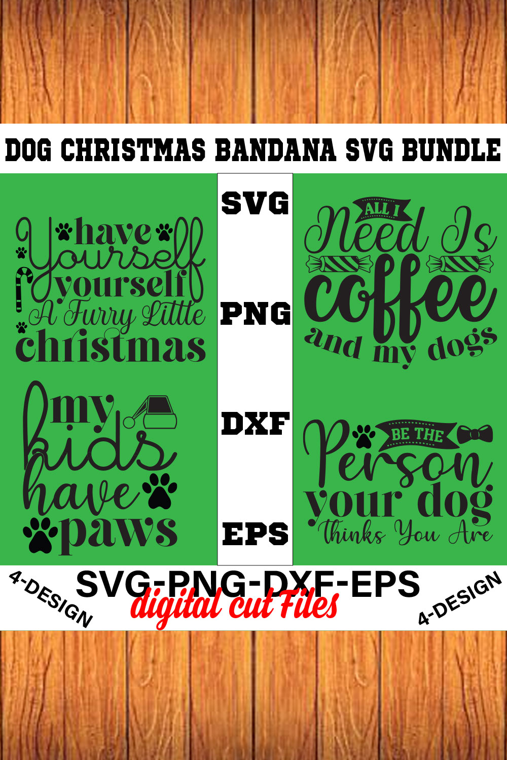 Dog Christmas Bandana SVG Bundle Vol-02 pinterest preview image.