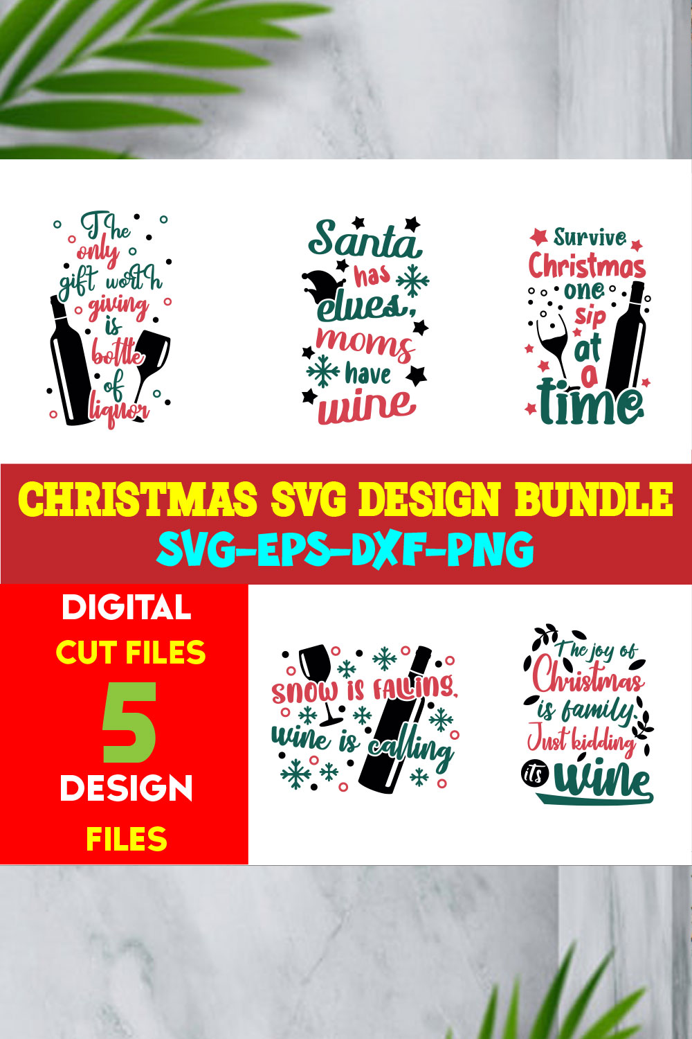 Christmas T-shirt Design SVG Bundle Free Volume-75 pinterest preview image.