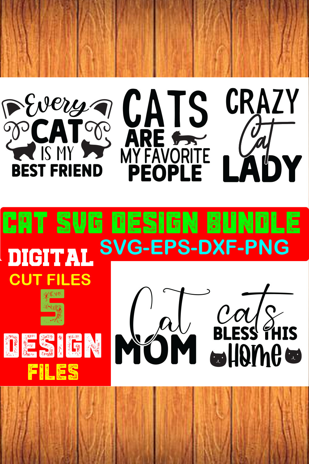 Cat SVG Design Bundle Volume-02 pinterest preview image.