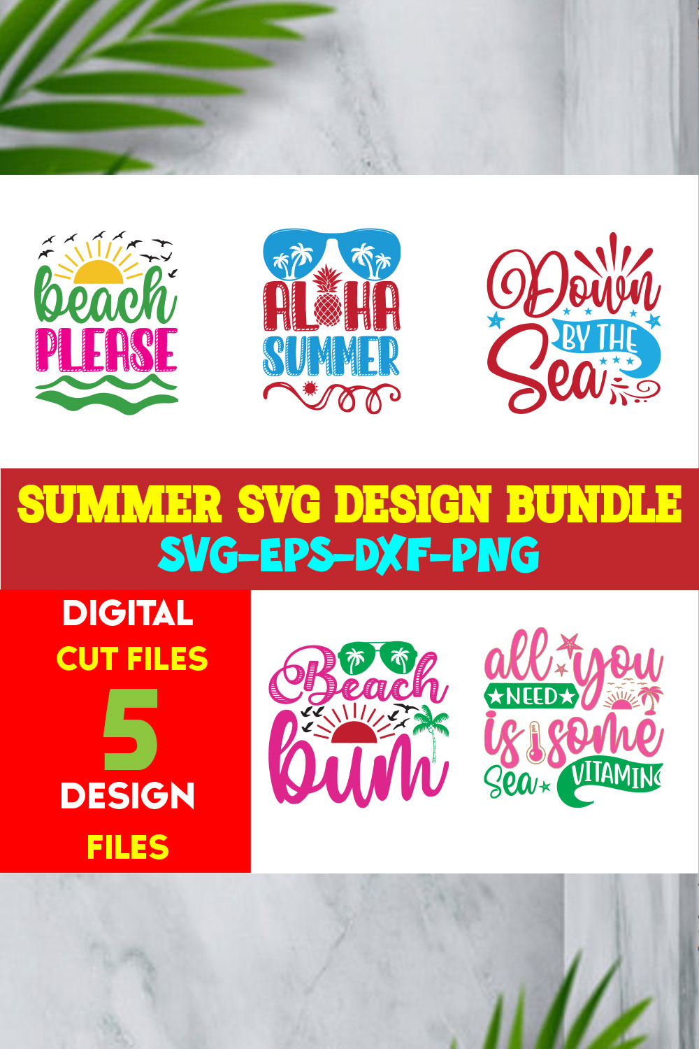 Summer T-shirt Design Bundle Volume -04 pinterest preview image.