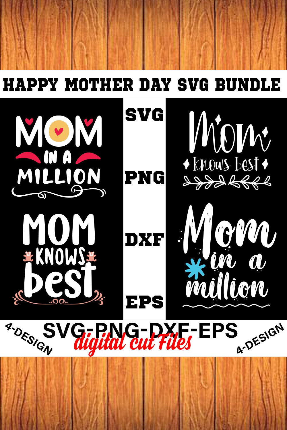 Happy mother day svg Bundle Vol-5 pinterest preview image.