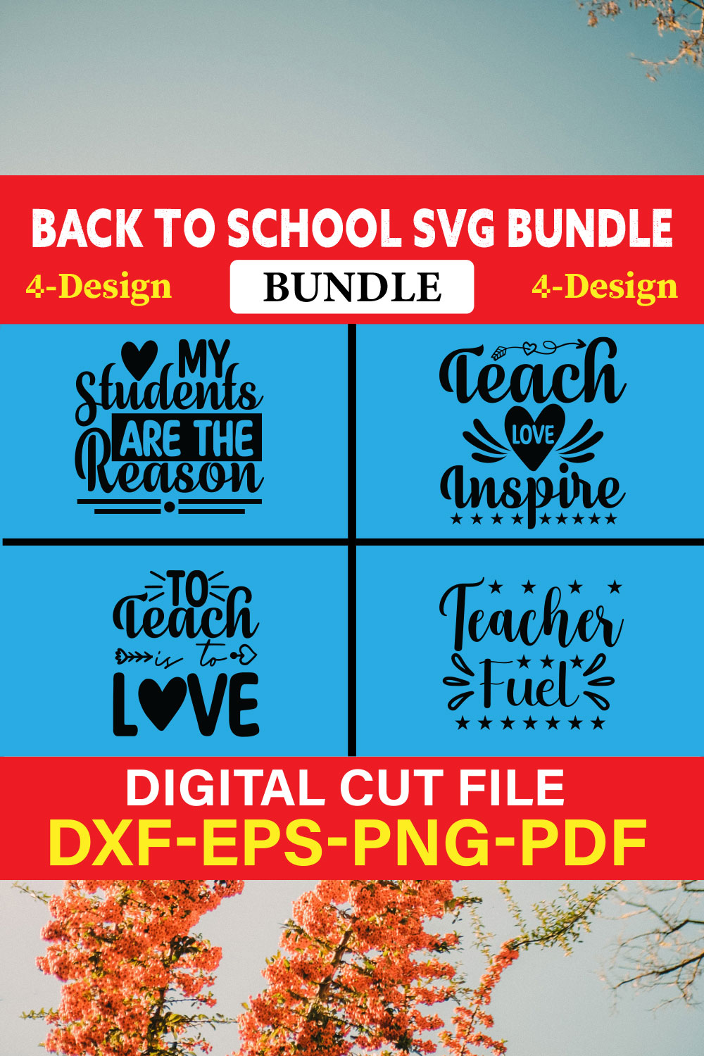 Back To School T-shirt Design Bundle Vol-3 pinterest preview image.