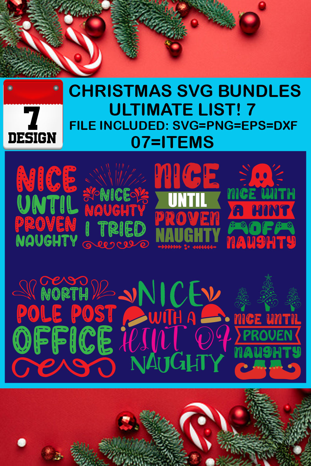 Free Ultimate List! 7 Christmas SVG Bundles pinterest preview image.