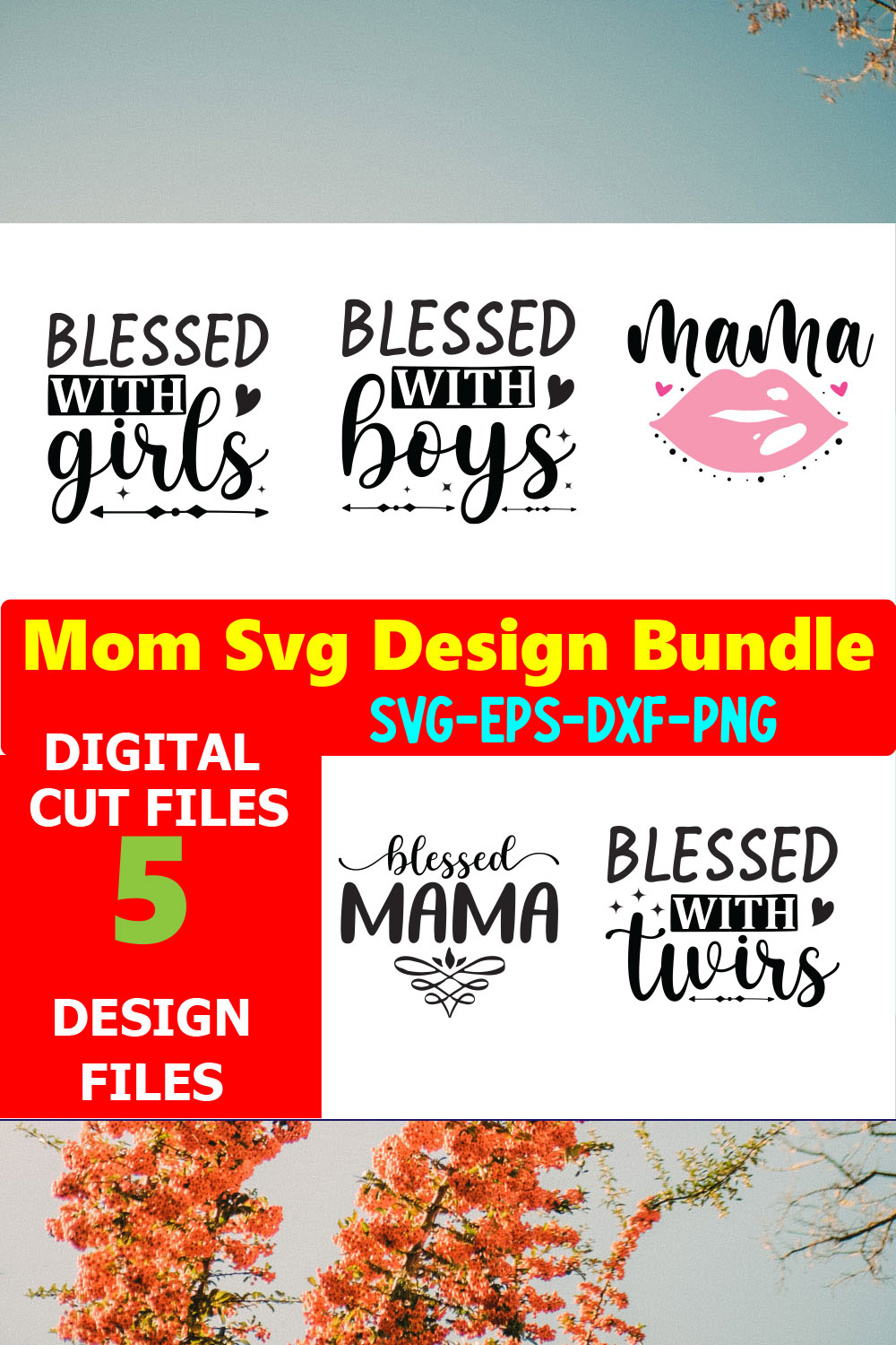 Mom SVG T-shirt Design Bundle Volume-09 pinterest preview image.