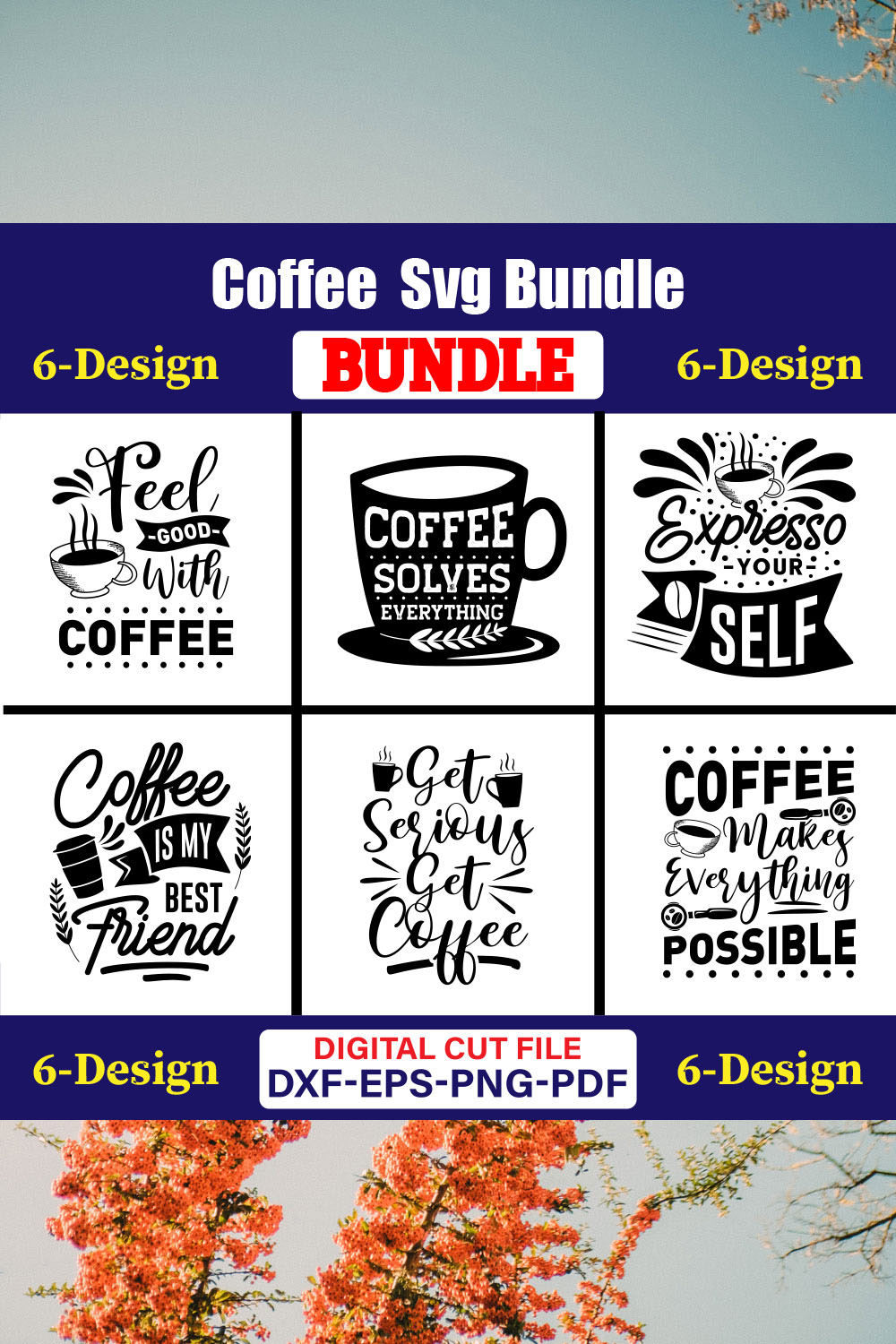 Coffee T-shirt Design Bundle Vol-11 pinterest preview image.