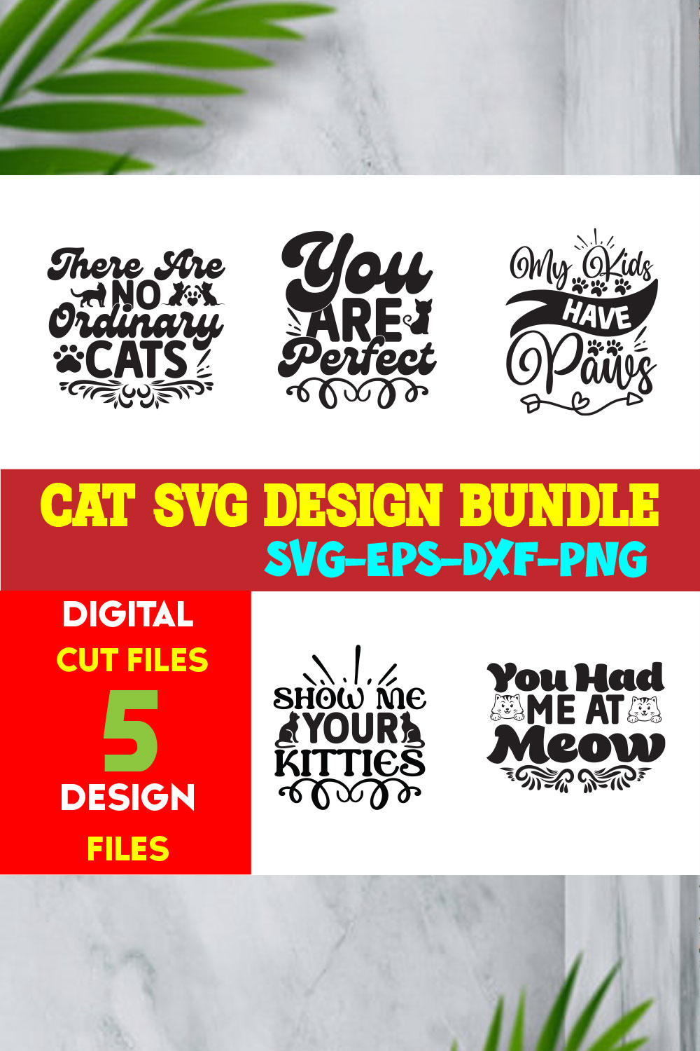 Cat T-shirt Design Bundle Volume-03 pinterest preview image.