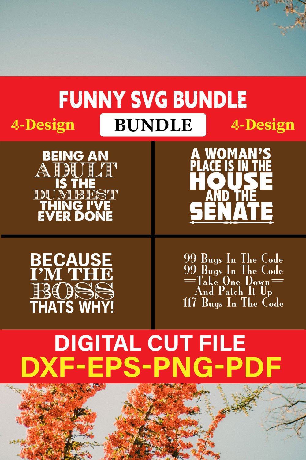 Funny SVG T-shirt Design Bundle Vol-31 pinterest preview image.